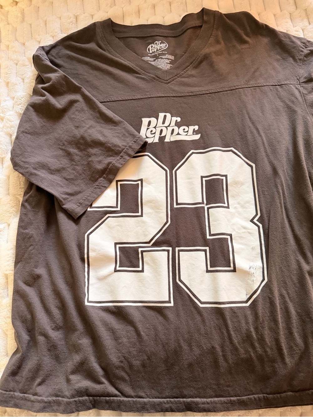Dr Pepper Men’s Brown V-Neck Tee with White '23' Graphic